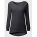 Women Winter Casual Pure Color Long Sleeve Crew Neck Tops Sweaters