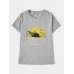 Casual Sunflower Butterfly Letter Print Round Neck Short sleeves T  shirts For Women