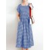 Women Squre Neck Plaid Calf Length Side Pockets Casual Midi Dresses