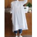 Women Shirt Long Sleeve Collared Calf Length Front Buttons Midi Dresses