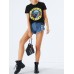 Floral Print Round Neck Short Sleeve Casual Brief T  shirts