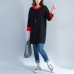 black casual cotton sweater tops oversize long sleeve pullover